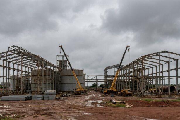 Unfinished gold processing plant at a mine site